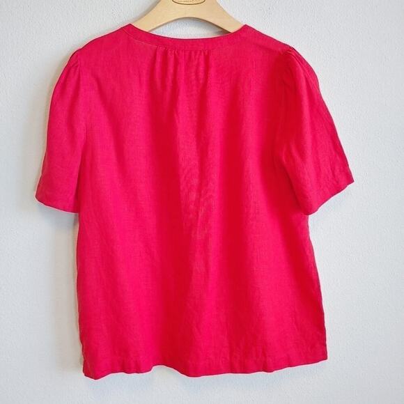 Charter Club Luxury Linen Short Sleeve Blouse Size M - Picture 5 of 8